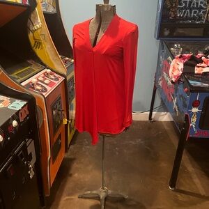 Chic Red V-Neck Blouse